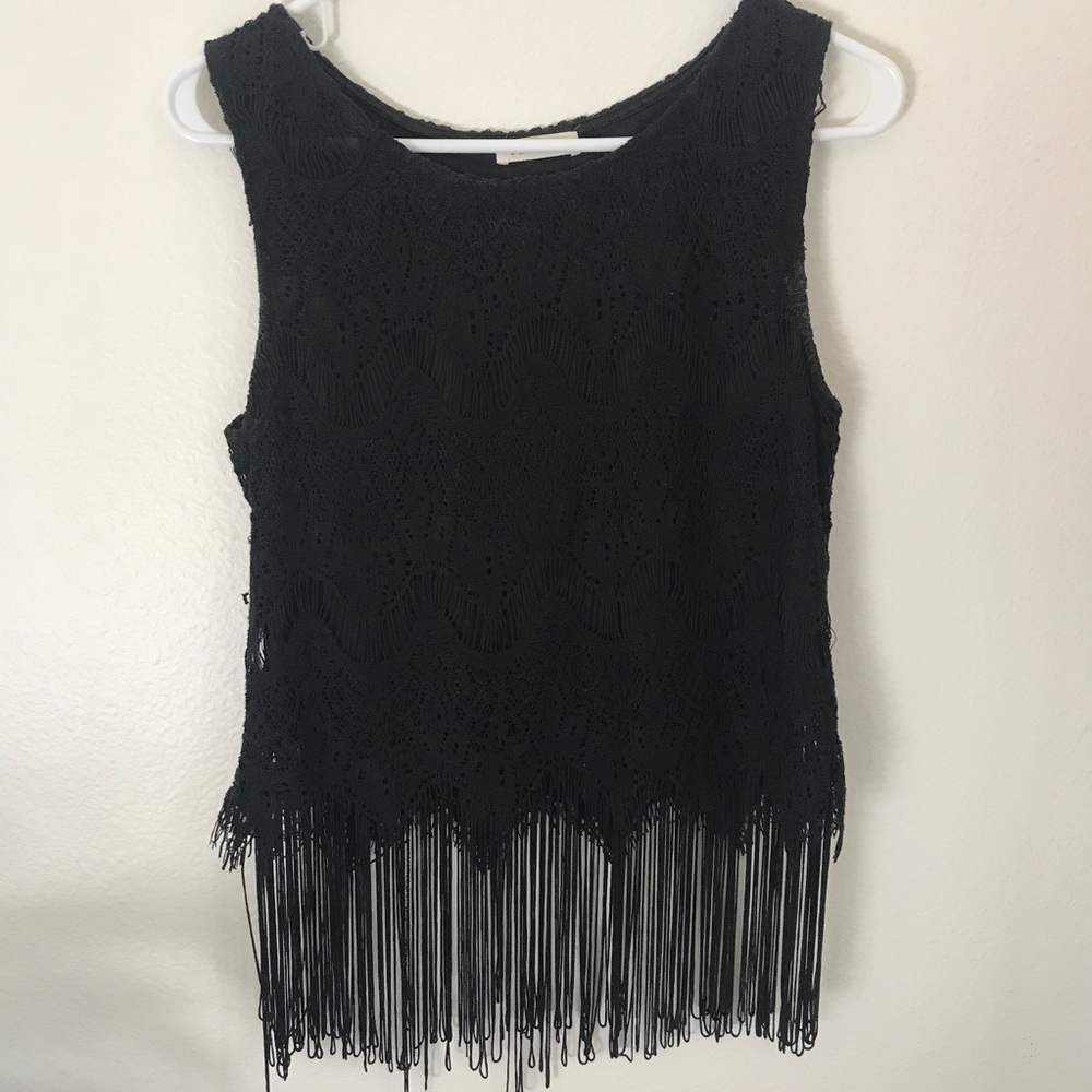 Lace fringe top